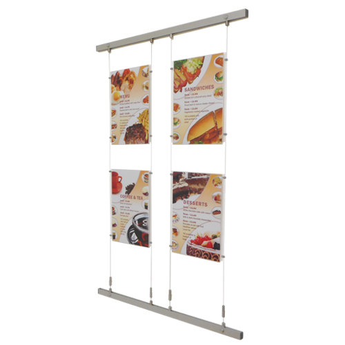 A3P menu holders on wall fixing bars